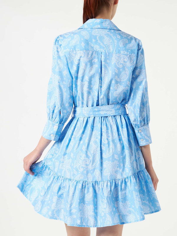 Paisley print cotton short dress