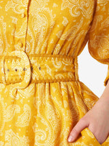 Paisley print linen short dress