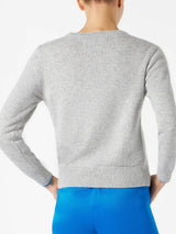 Woman grey sweater with Annoiata lurex writing