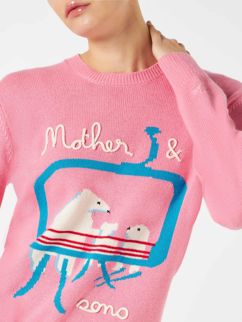 Woman sweater with bears embroidery