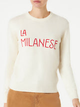 Woman sweater with La Milanese embroidery | Michela Proietti Co-Lab