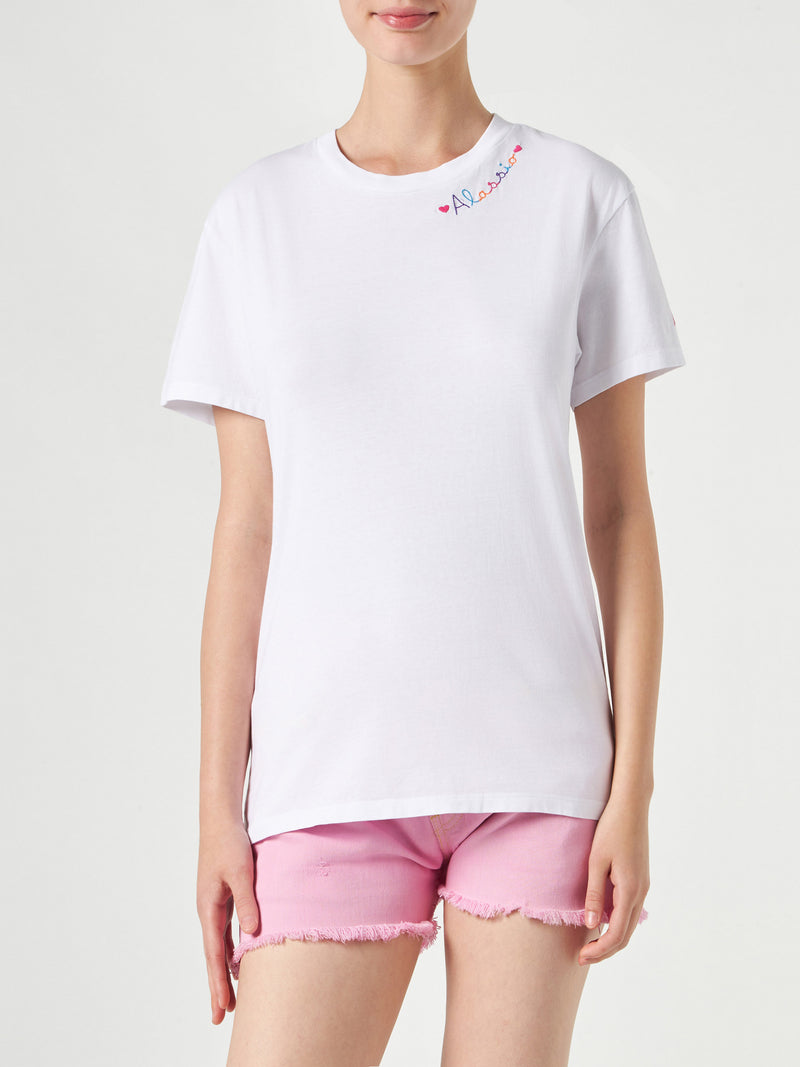 Woman cotton t-shirt with Love Alassio embroidery
