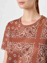 T-shirt da donna in lino con stampa bandana