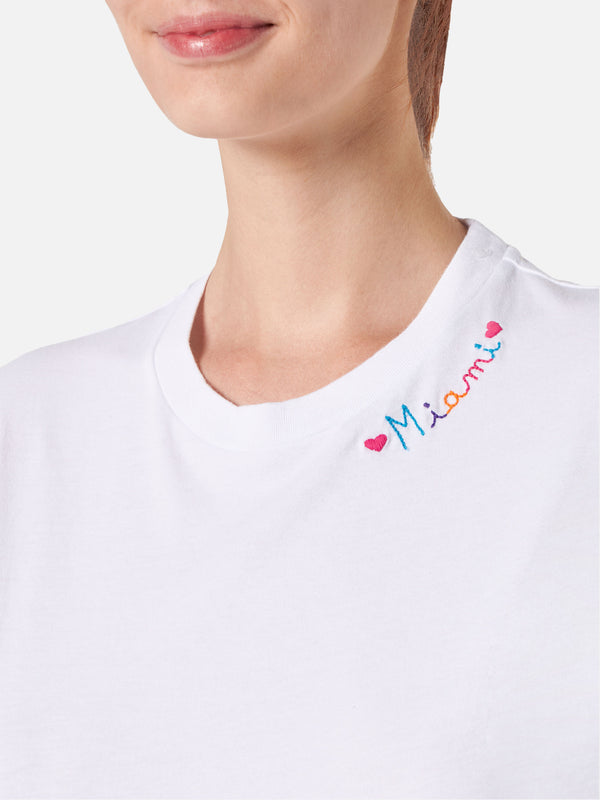 Baumwoll-T-Shirt mit „Love Miami“-Stickerei