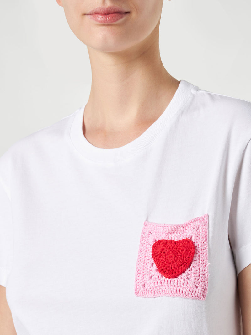 Damen-T-Shirt aus Baumwolle mit Tasche
