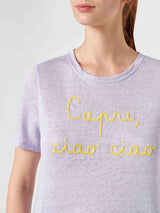 T-shirt in lino con ricamo Capri Ciao Ciao