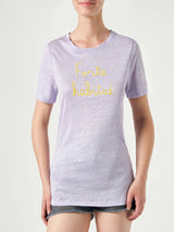 Linen t-shirt with Forte Habituè embroidery
