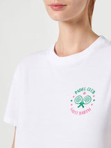 Woman cotton t-shirt with Padel Club Saint Barth embroidery