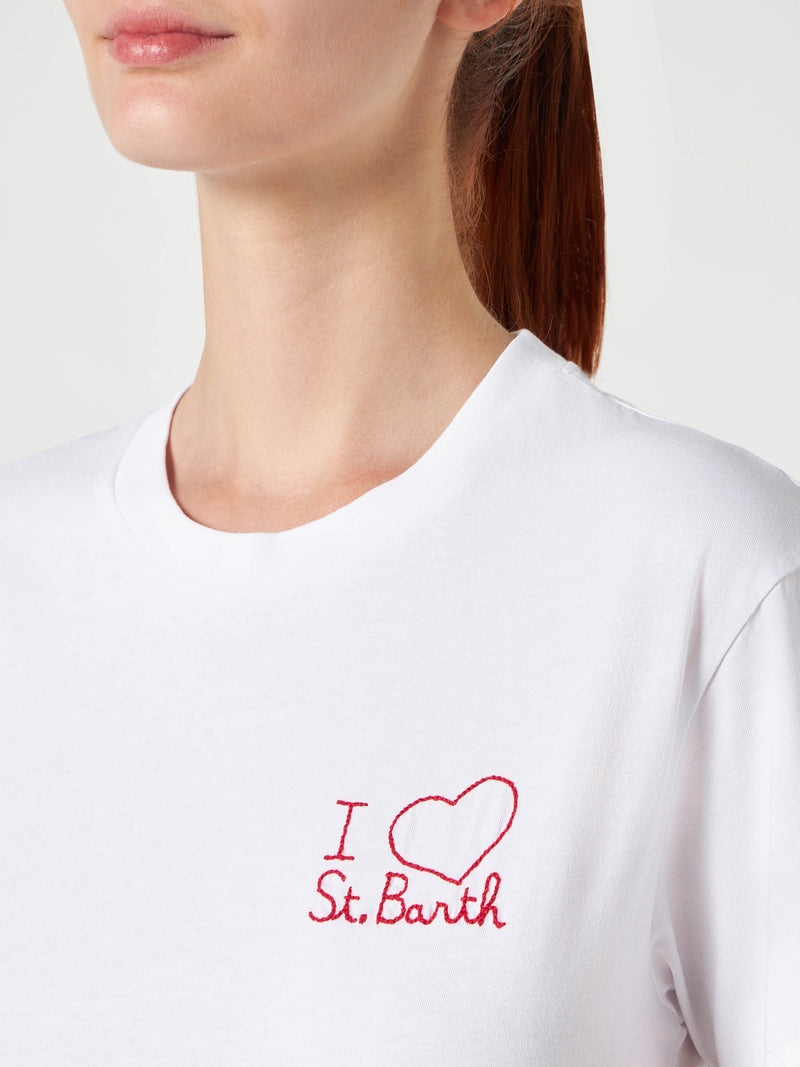 Woman cotton t-shirt with heart embroidered