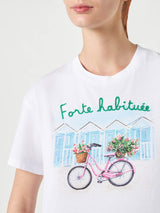 T-shirt da donna in cotone con stampa Forte habituèe
