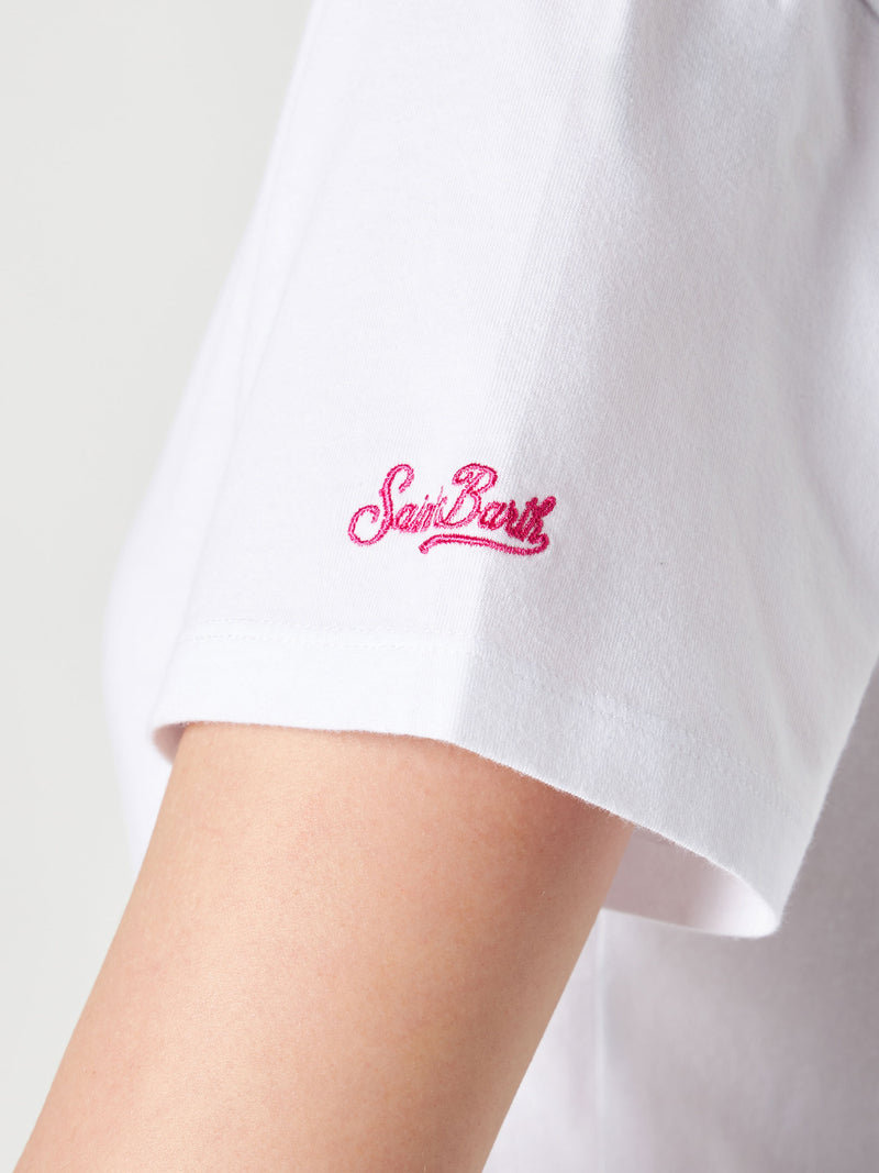 Cotton t-shirt with Love Miami embroidery