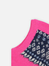 Woman ultra soft fluo pink balaclava with Icelandic pattern