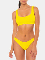 Woman crinkle yellow bralette bikini