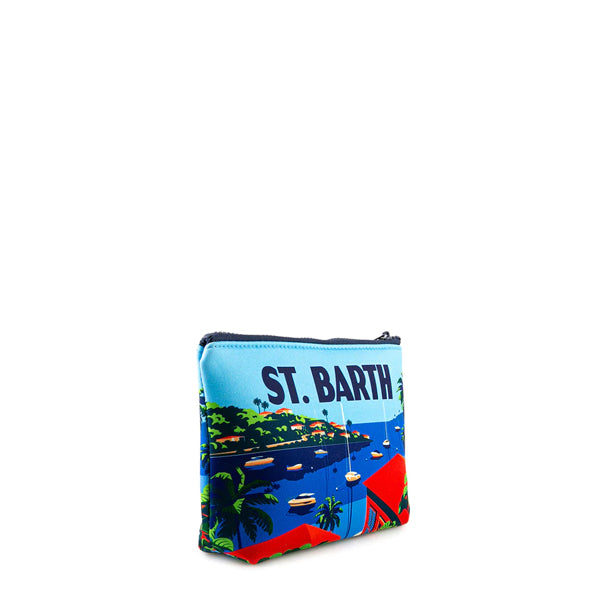 Aline scuba pochette with Saint Barth postcard print