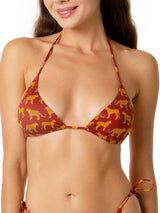 Woman triangle top swimsuit with cheetah print