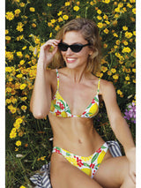 Woman triangle bikini with lemon print