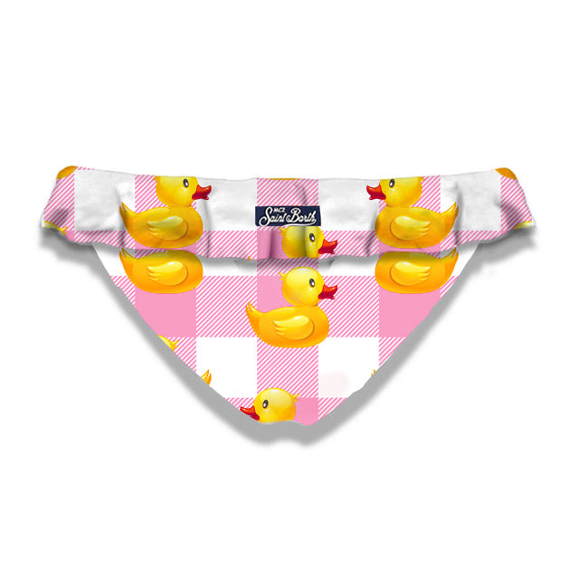 Girl ruffled swim briefs with ducky print