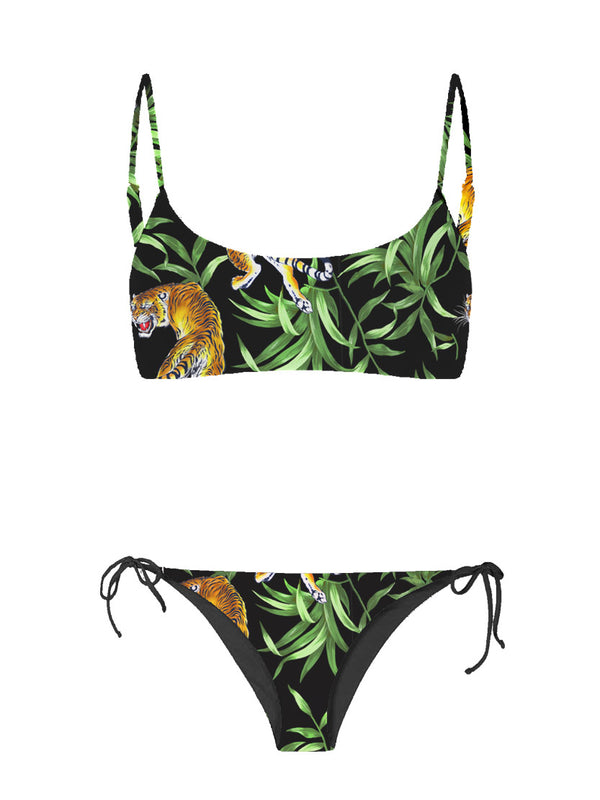 Bralette-Bikini mit Tiger-Print