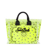 Colette cotton canvas bag with fluo yellow bandanna print