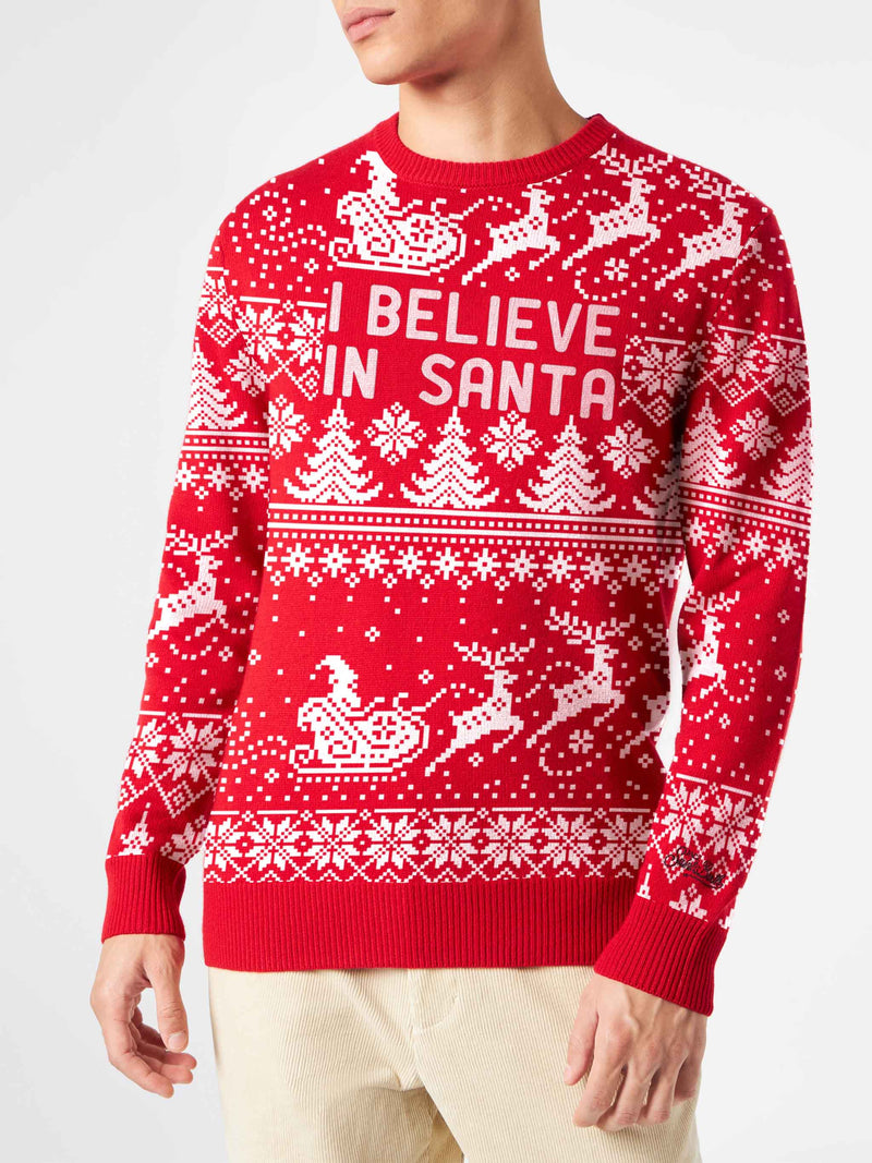 Man sweater with I believe in Santa lettering