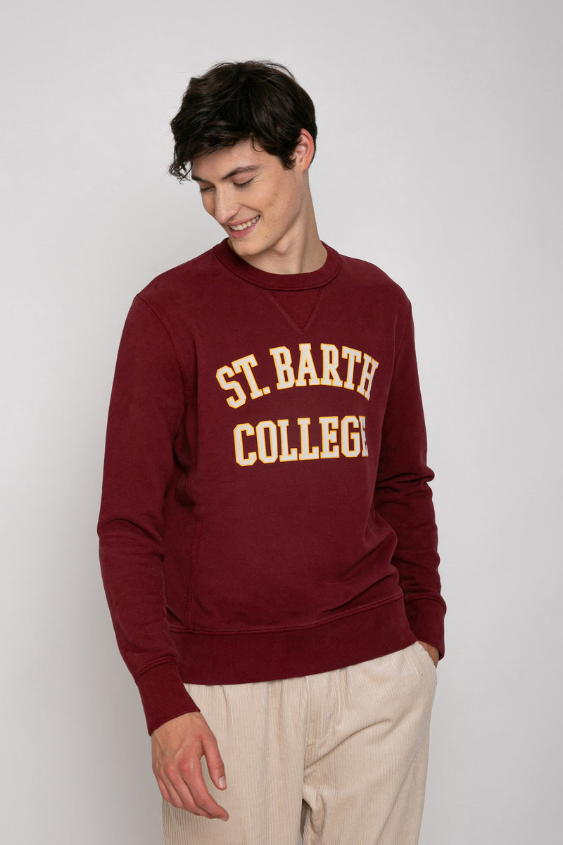 Burgundy sweatshirt St. Barth College  print