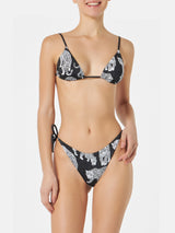 Woman triangle bikini with leopard print