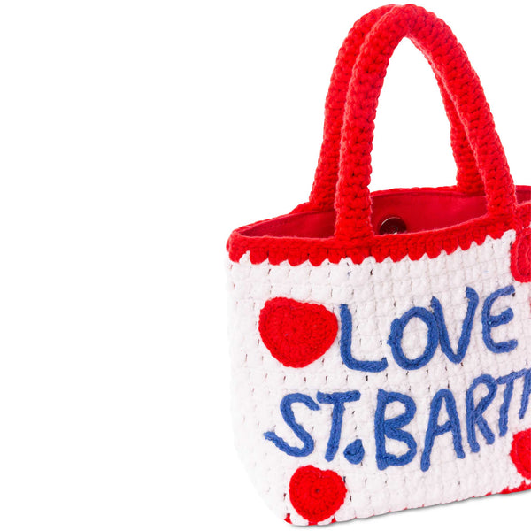 Heart embroidery crochet bag