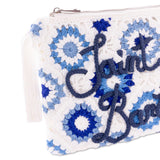 Parisienne white crochet pochette with Saint Barth embroidery
