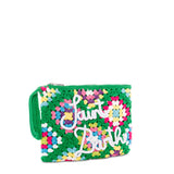 Parisienne green crochet pochette with Saint Barth