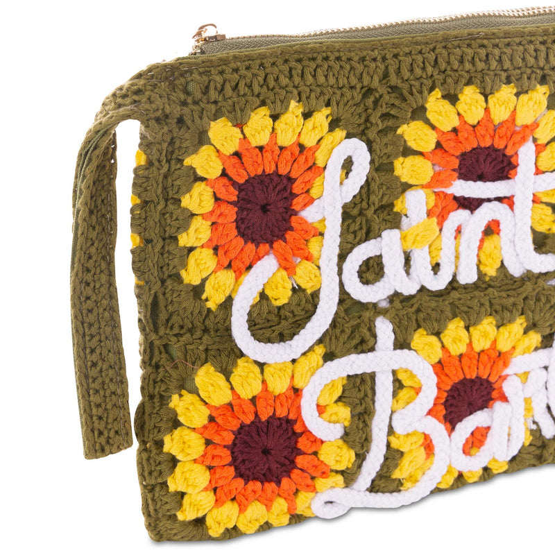 Parisienne crochet pouch bag with sunflower embroidery