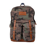 Military green camouflage canvas backpack