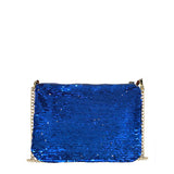 Parisienne bluette sequined pochette with shoulder strap
