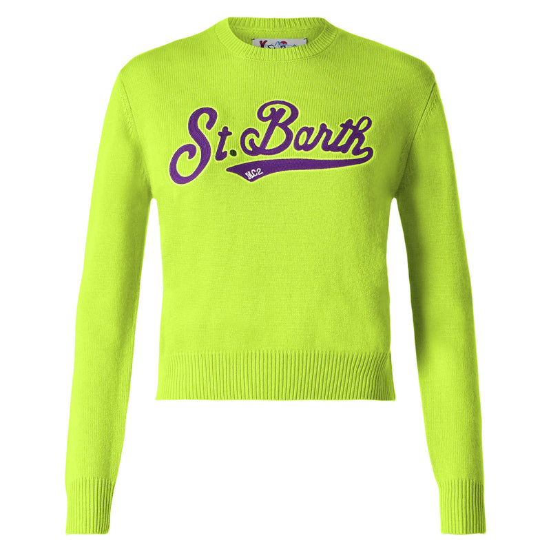 Woman acid green cropped sweater