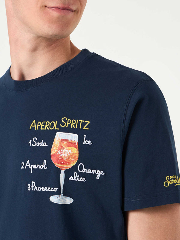 Herren-T-Shirt aus Baumwolle mit Aperol Spritz-Stickerei | APEROL SONDEREDITION