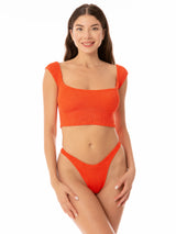 Woman crinkle wide shoulder strap bikini