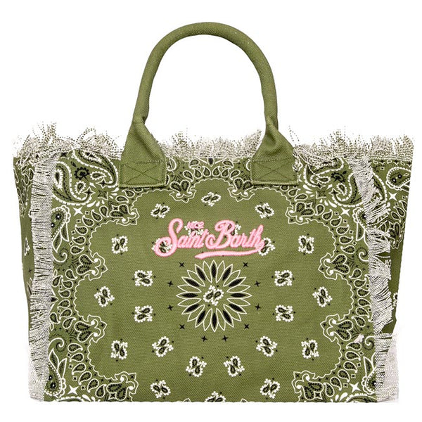 Vanity canvas shoulder bag with embroidery