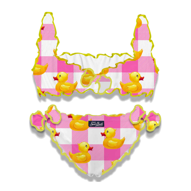 Pink vichy and ducky bikini for girls