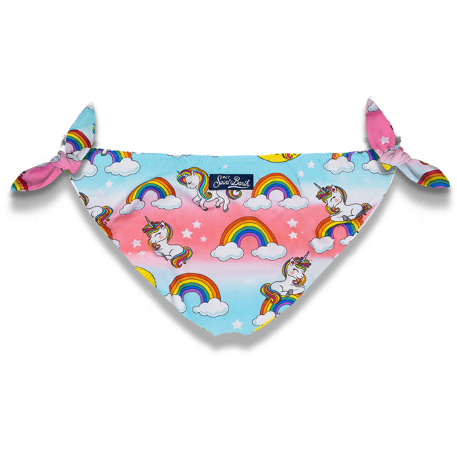 Unicorn and rainbow print girl swim briefs