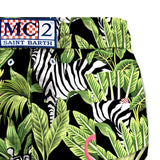 Tropical print mid-length swim shorts
