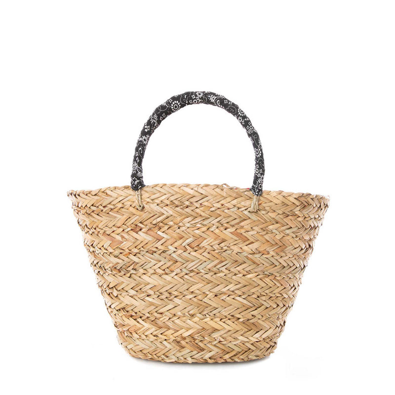 Woman small straw bag with embroidery