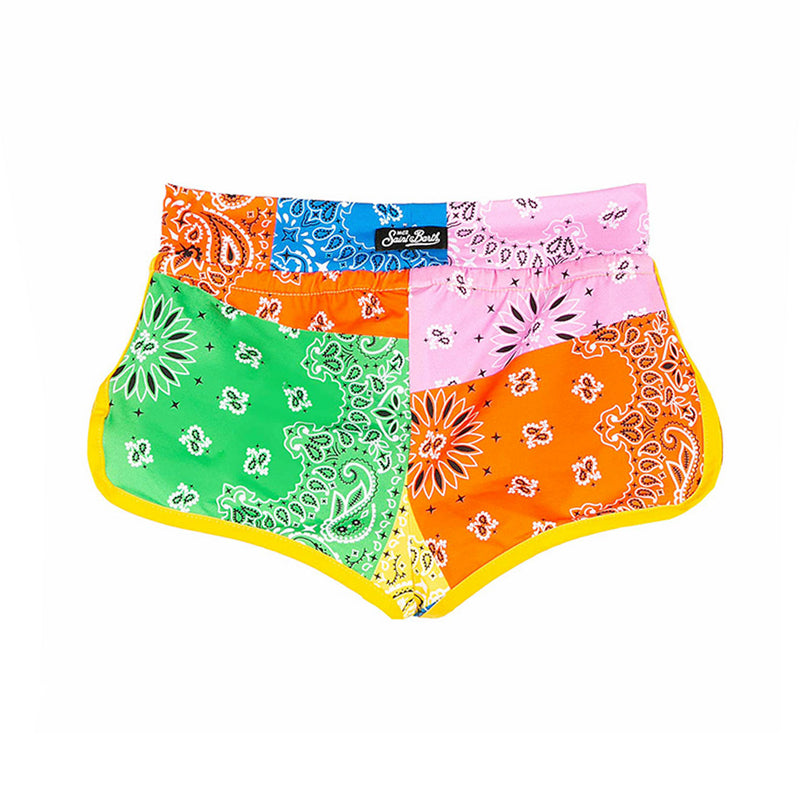 Girl beach shorts with bandanna print