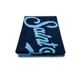 Terry beach towel with light blue frame