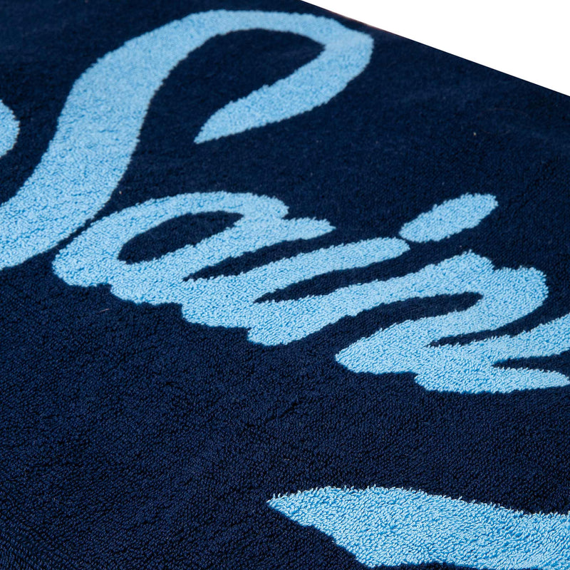 Terry beach towel with light blue frame
