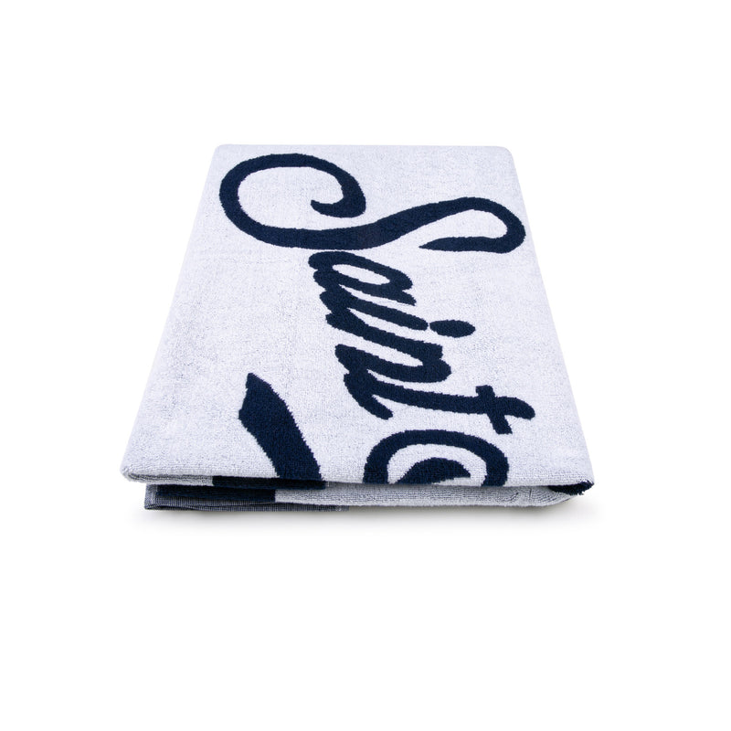 Terry beach towel with blue frame