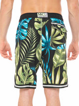 Pantaloncini da bagno con stampa tropicale stile surf