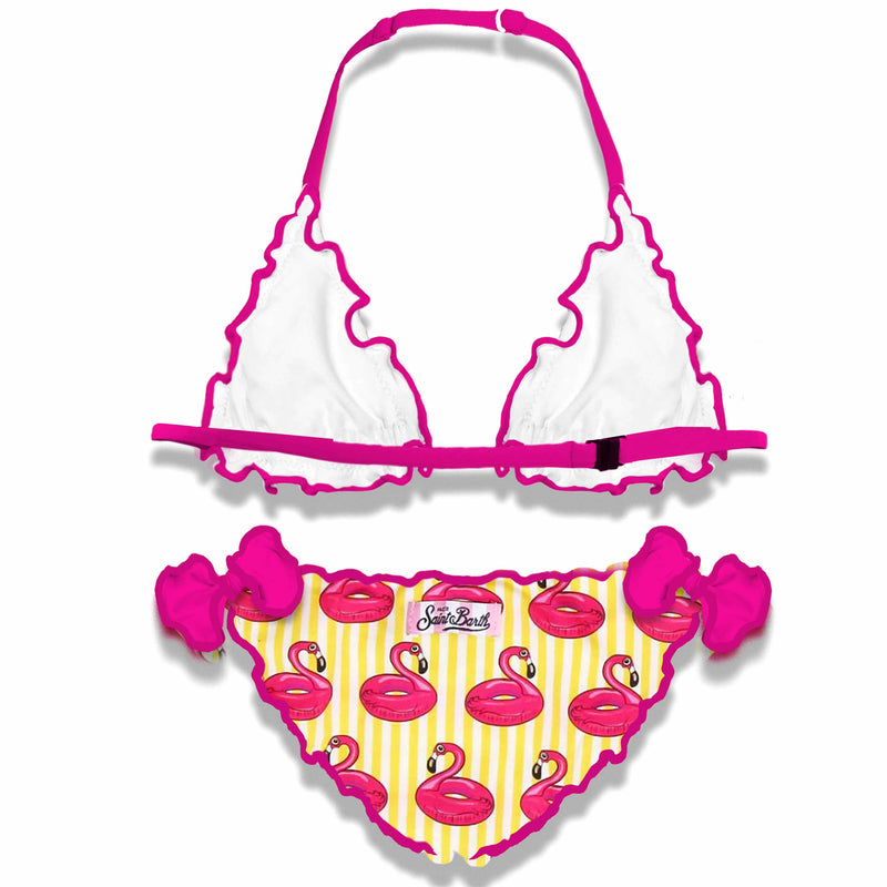 Girl triangle bikini with flamingo print