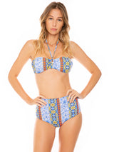 Woman bandeau bikini with gipsy print