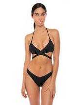 Woman black triangle bikini