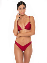 Woman burgundy triangle bikini