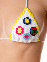 Woman crochet triangle bikini